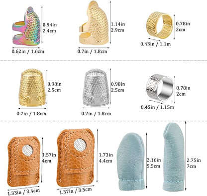 10pcs Hand-Working Sewing Thimble, Metal Finger Shield Ring, Leather Coin - Image 2