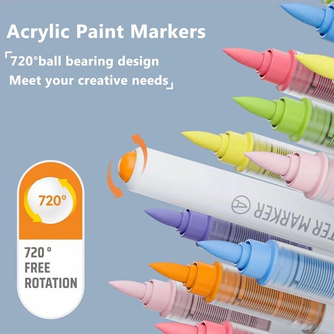 Water Based Acrylic Paint Markers Green, 9 Colors Acrylic Paint Pens Set - Image 6