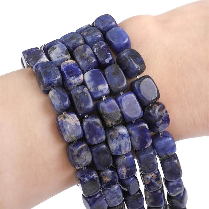 Natural Blue Sodalite Cuboid Stone Loose Semi Gemstone Beads - Image 4