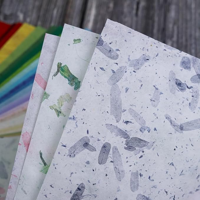 50 Design 50 Sheets A4 Natural Flowers, Mulberry Paper Sheets Art Tissue Washi - Image 6