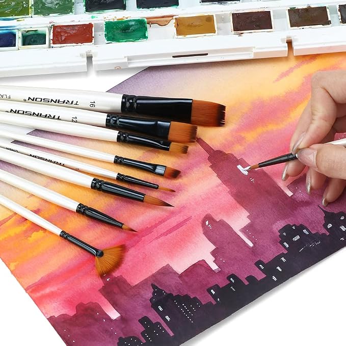 Transon Paint Brush Kit 10pcs Art Brushes and 1 Paint Spatula - Image 5