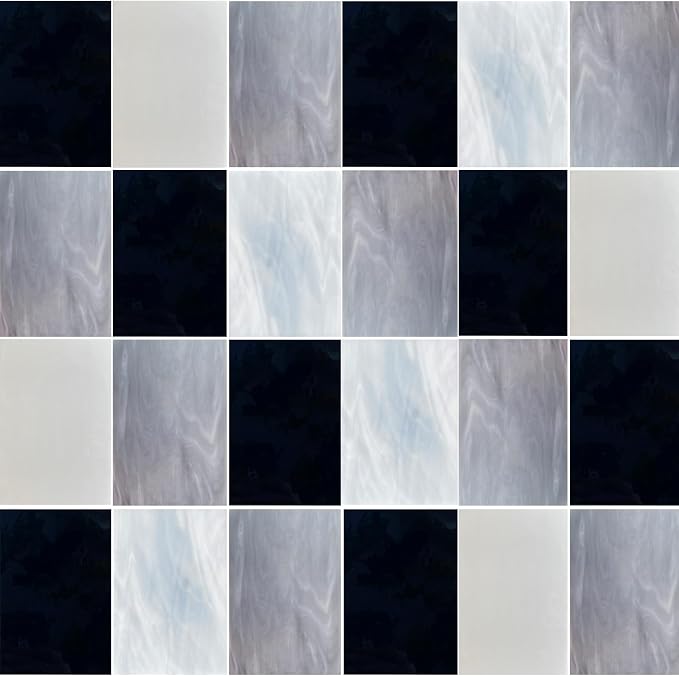 24 Sheets Stained Glass Sheet Black White Gray Collection, 4 X 6 inch Art Glass - Image 2