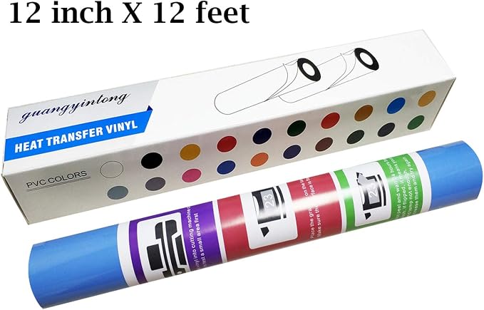 guangyintong Heat Transfer Vinyl Sky Blue HTV Rolls, Matte Surface Sky Blue HTV - Image 2