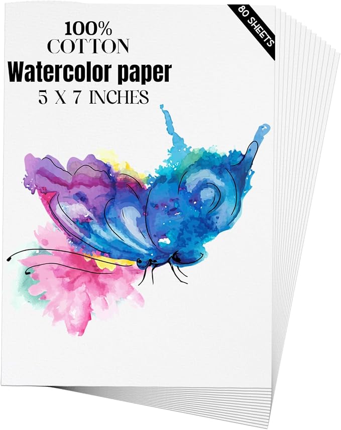 Watercolor Paper 5x7 inches 80 Sheets, Heavyweight Artist Paper 140lb/300GSM by Magecubiku