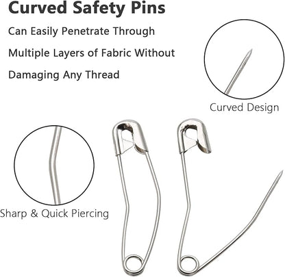 300Pcs Curved Safety Pins Size 1, 1-1/16 inch / 27mm Quilting Basting Pins - Image 4