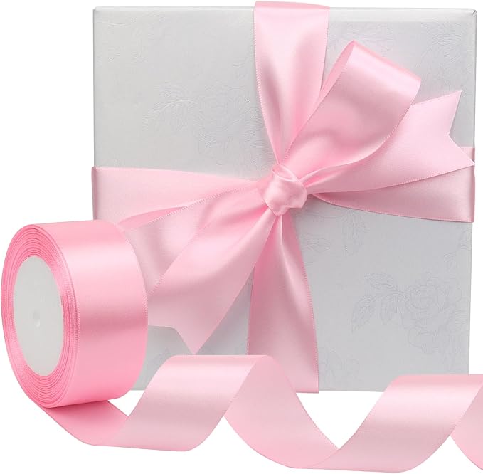 Pink Solid Satin Ribbon 1-1/2 Inch 25 Yards Solid Polyester Fabric Ribbon - Image 5