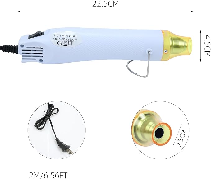 Heat Gun for Crafting, 110V 300W Handed Hot Air Gun, 3.28FT Ultra-Long Cable - Image 2