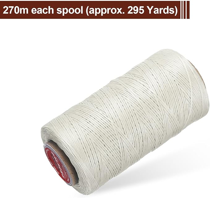 uxcell Flat Leather Sewing Waxed Thread, 270m / 295 Yards Polyester Wax String - Image 3