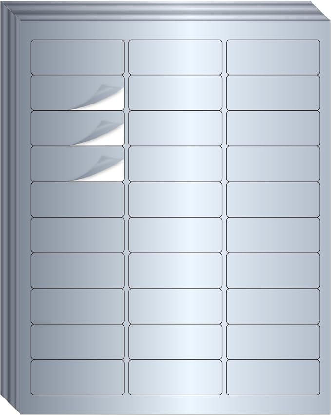 1" x 2-5/8" Address Labels- Matte Silver Mailing Labels Stickers by STARLIBOO