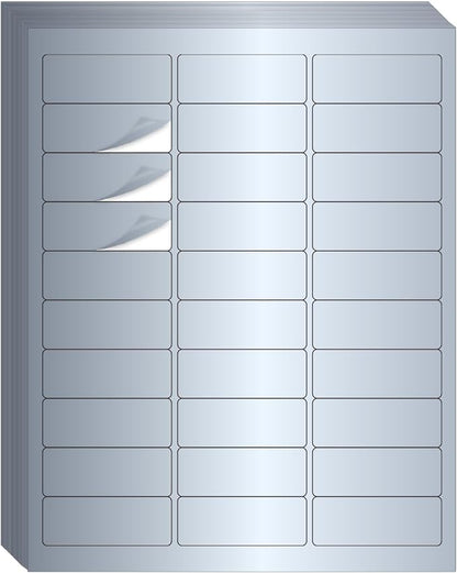 1" x 2-5/8" Address Labels- Matte Silver Mailing Labels Stickers by STARLIBOO