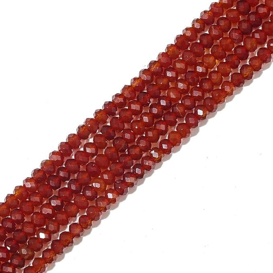 Natural Red Agate Beads 4x2mm 120pcs Faceted Rondelle Loose Semi Gemstone Beads by Beadia