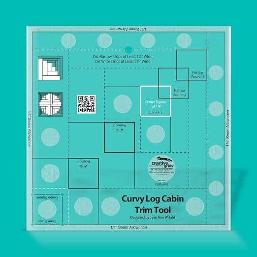 Creative Grids Curvy Log Cabin Trim Tool Quilt Ruler – CGRJAW5 – Made in USA - Image 2