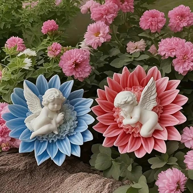 JDH 2PCS Flower Candle Molds, Heart Rose Candle Mold, 3D Angel Baby in - Image 7