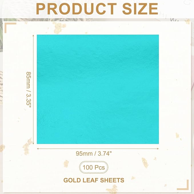 PATIKIL Gold Leaf Sheets for Art 3.7" x 3.4", Light Blue - Image 2