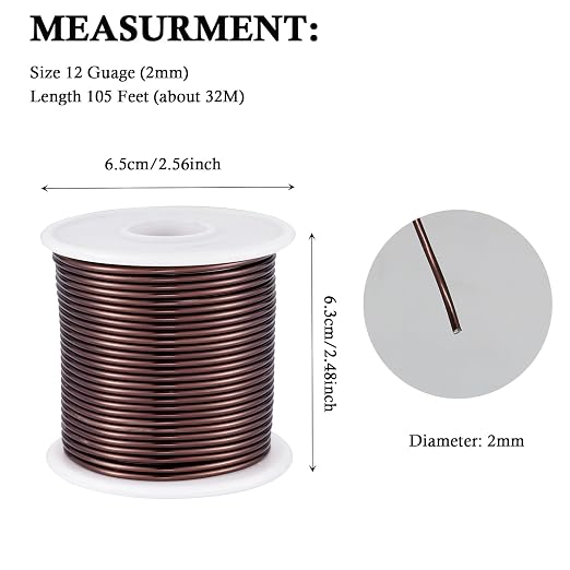 12 Gauge Light Brown Aluminum Craft Wire - Image 3
