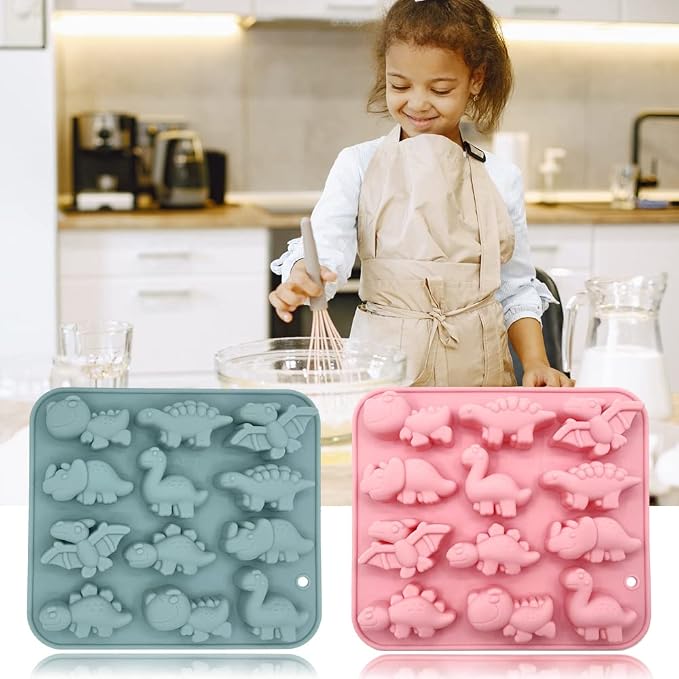 2 Pack 3D Cute Dinosaur Silicone Molds 12 Cavity Dinosaur Themed Baking Mould - Image 4