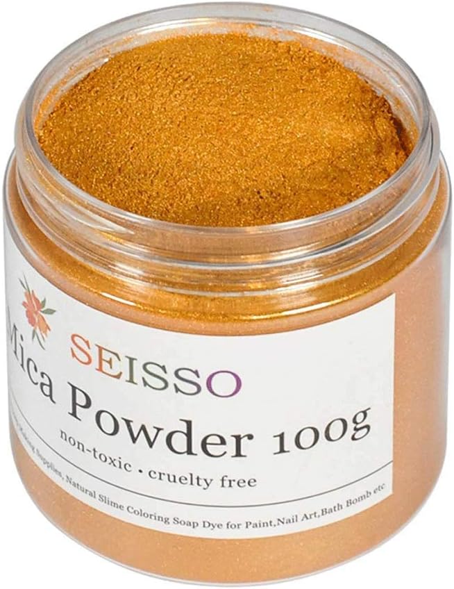 Gold Mica Powder for Epoxy Resin 3.5 oz /100g Powdered Pigment for Soap by SEISSO