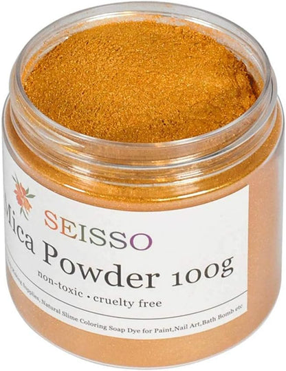 Gold Mica Powder for Epoxy Resin 3.5 oz /100g Powdered Pigment for Soap by SEISSO