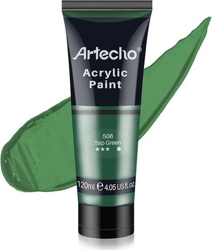 Artecho Green Acrylic Paint, Sap Green Paint Tubes, Art Craft Paints by Artecho