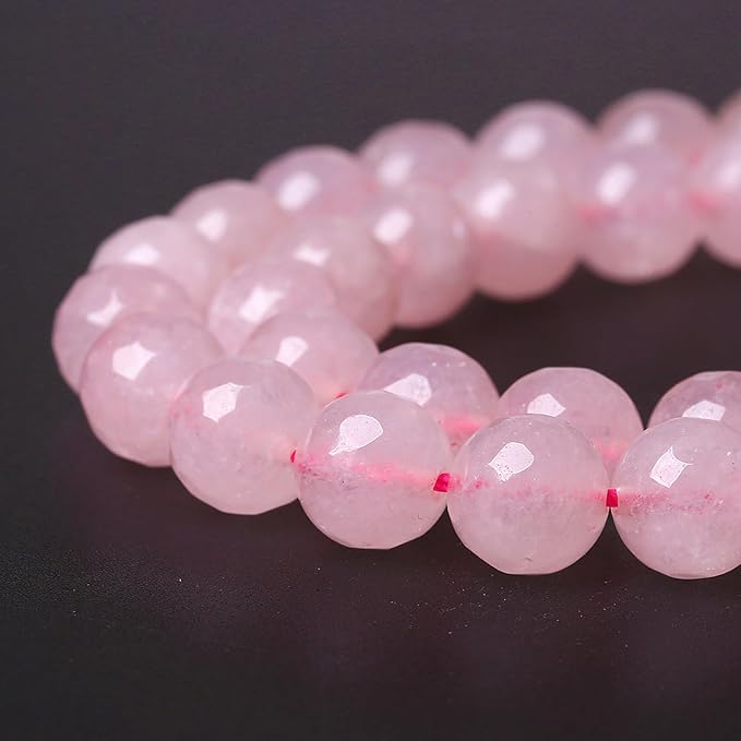 60pcs 6mm Natural Rose Pink Quartz Crystal Faceted Stone Beads - Image 3