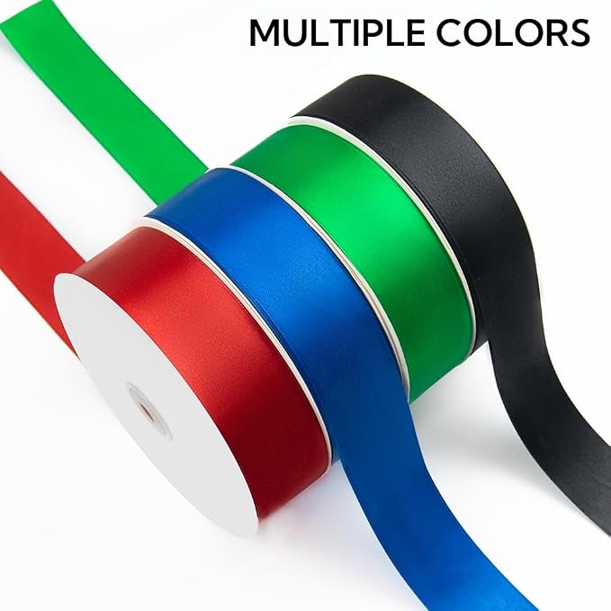 1-1/2 Inch 100 Yards Satin Ribbon White, Solid Color Fabric Ribbon - Image 7