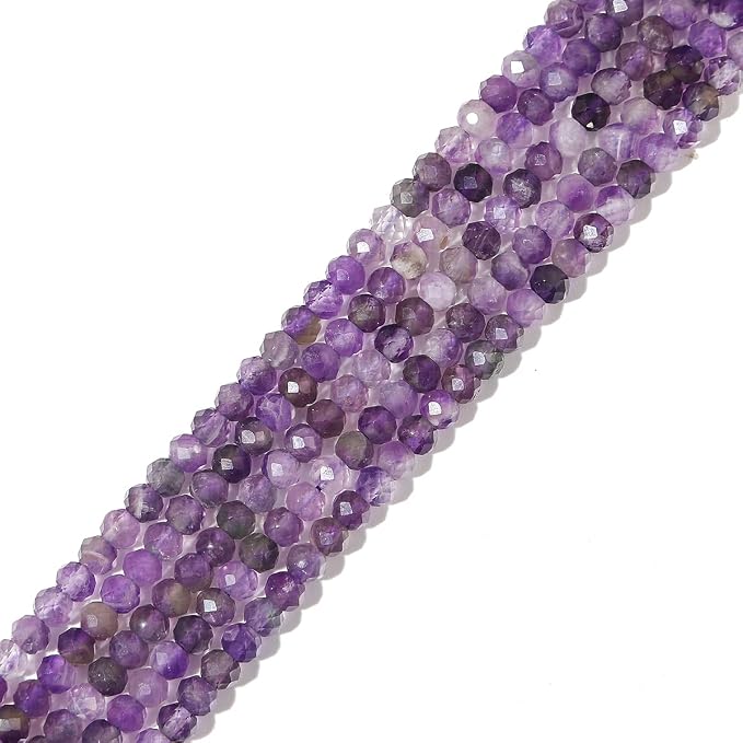 Natural Amethyst Crystal Beads 4x2mm 120pcs Faceted Rondelle Loose Semi by Beadia