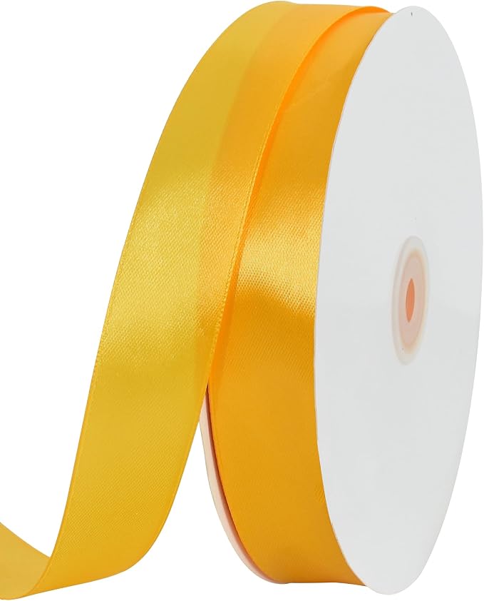 TONIFUL 1 Inch x 100yds Yellow Satin Ribbon, Thin Solid Color Satin Ribbon by TONIFUL