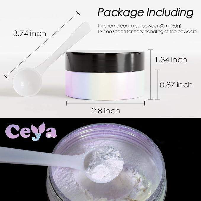 Ceya Chameleon Mica Powder, 1.8oz/ 50g Fancy Starry Chrome Nail Powder - Image 4