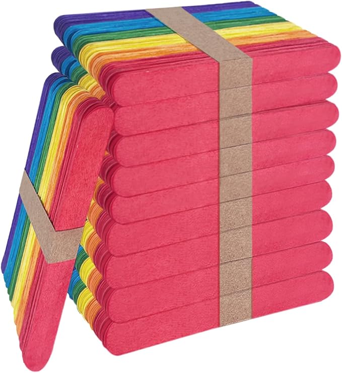 Colored Jumbo Wooden Craft Sticks, 6 Inch, 500 Pieces, 3/4 Inch Wide by KTOJOY