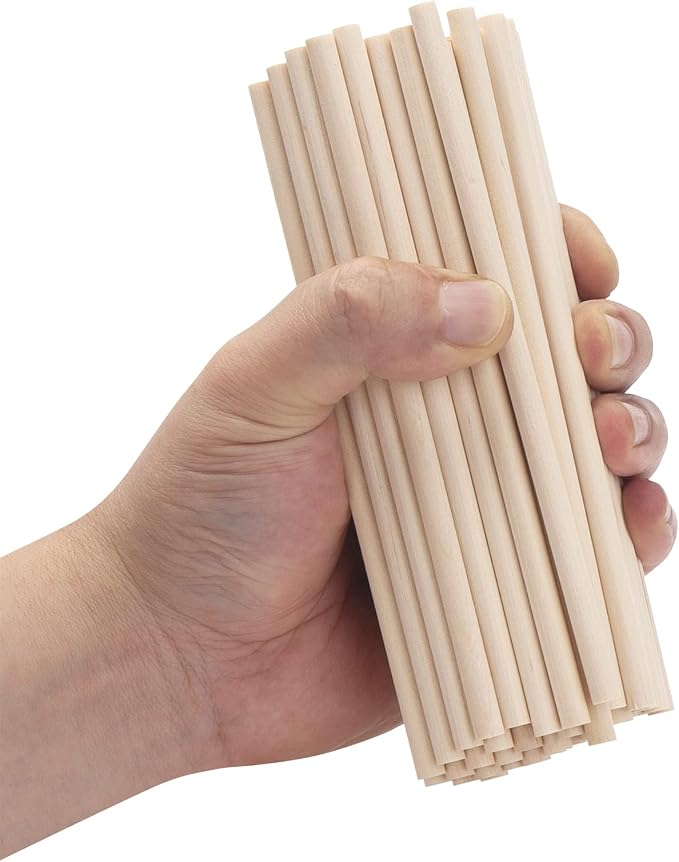 Wood Dowels Wooden Dowel Rods, Small Unfinished Hardwood Sticks - Image 3