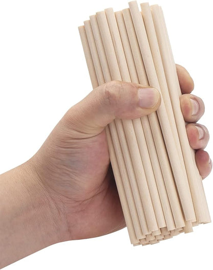 Wood Dowels Wooden Dowel Rods, Small Unfinished Hardwood Sticks - Image 3
