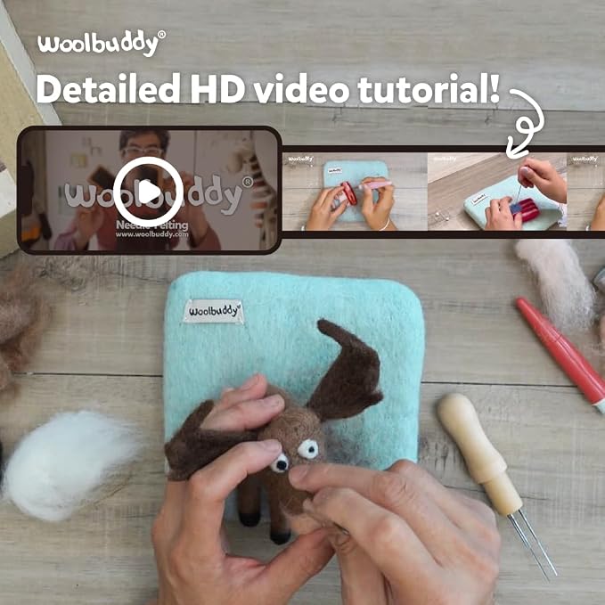 Woolbuddy Needle Felting Kit for Beginners & Adults, Moose Animal DIY Craft Kit - Image 5