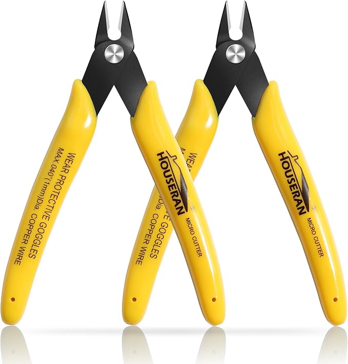 Flush Cutters, 2 Pack Side Cut Nippers, 5 Inch Micro Flush Cut Pliers by HOUSERAN