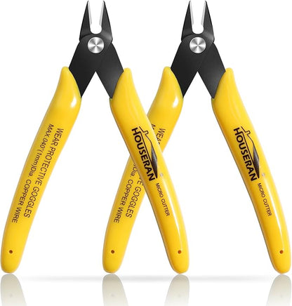 Flush Cutters, 2 Pack Side Cut Nippers, 5 Inch Micro Flush Cut Pliers by HOUSERAN