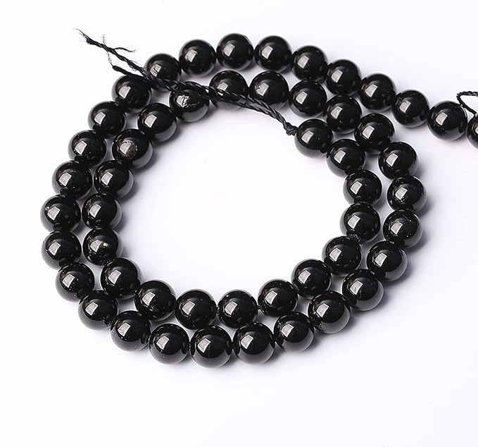 46pcs 8mm AAAA Natural Black Tourmaline Gemstone Beads Round Loose Beads - Image 5
