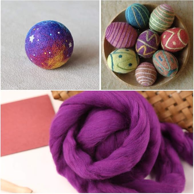 3.53oz Wool Roving Yarn, Fiber Roving Wool Top, Needle Felting Supplies - Image 7