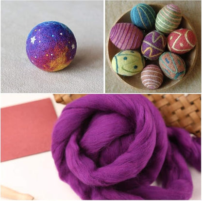 3.53oz Wool Roving Yarn, Fiber Roving Wool Top, Needle Felting Supplies - Image 7