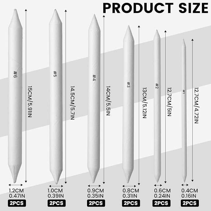 18Pcs Blending Stumps for Drawing, Paper Art Blenders, Art Blending Pencils - Image 2