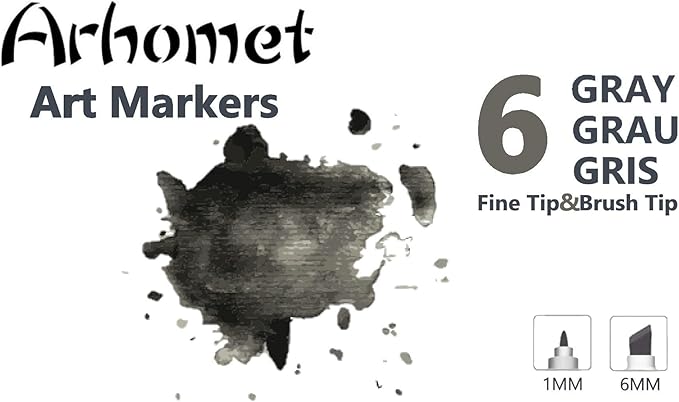 6pcs Grey Gray Alcohol Markers Set - Image 5