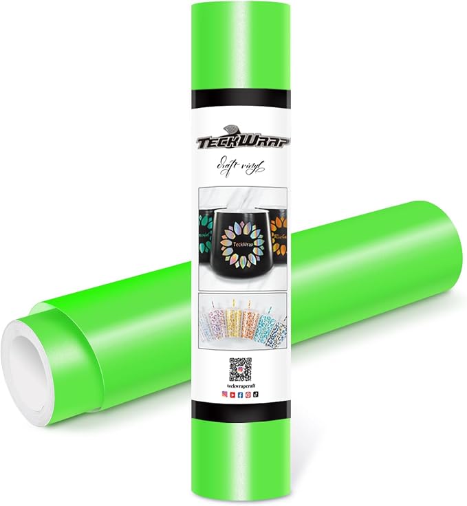 TECKWRAP Permanent Adhesive Vinyl 12" x 10ft, Matte Neon Green by TECKWRAP