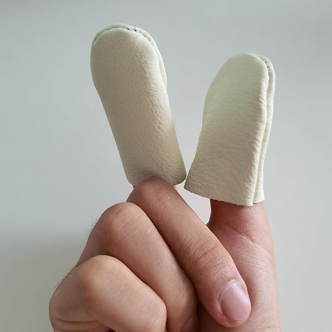 4 Pairs Leather Finger Protector Needle Felting Knitting Finger Thimble Guards - Image 4