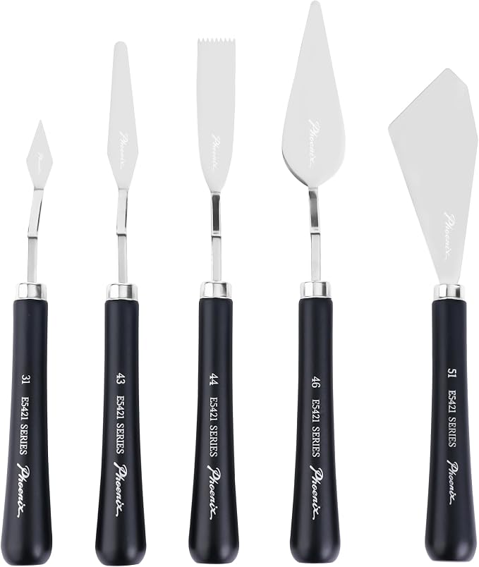 PHOENIX High Flexible Palette Knife Set, 5 Pieces Stainless Steel Painting by PHOENIX