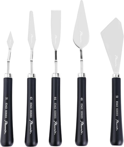 PHOENIX High Flexible Palette Knife Set, 5 Pieces Stainless Steel Painting by PHOENIX