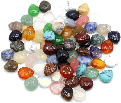 LE SKY 50 Pcs Natural Stone Beads Waterdrop Shape Healing Chakra Polished by LE+SKY