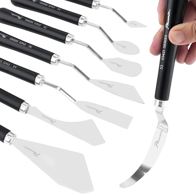 PHOENIX High Flexible Palette Knife Set, 8 Pieces Stainless Steel Painting - Image 2