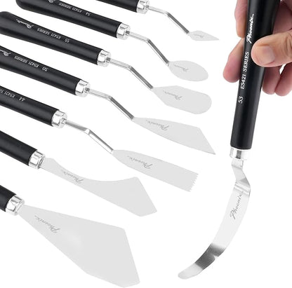 PHOENIX High Flexible Palette Knife Set, 8 Pieces Stainless Steel Painting - Image 2
