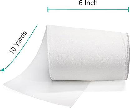 CT CRAFT LLC Glitter Wired Ribbon 6" x 10 Yards White - Image 2