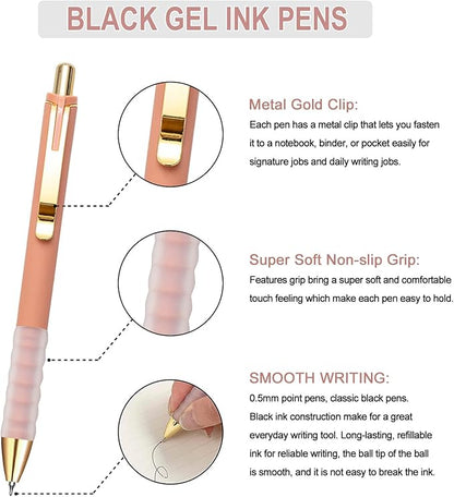 Linbsunne Gel Pens Black Ink Pen 0.5mm fine Point Pens Smooth Writing - Image 2
