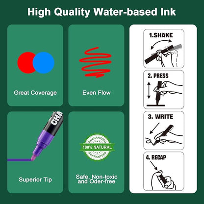 SILENART Chalk Markers for Blackboard, Window Marker for Car Erasable Liquid - Image 2
