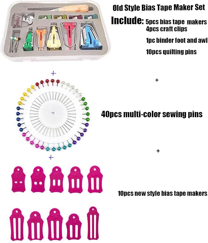 HONEYSEW Single Double Fold Bias Tape Maker Tool Kit Set Fabric Jelly Roll - Image 2